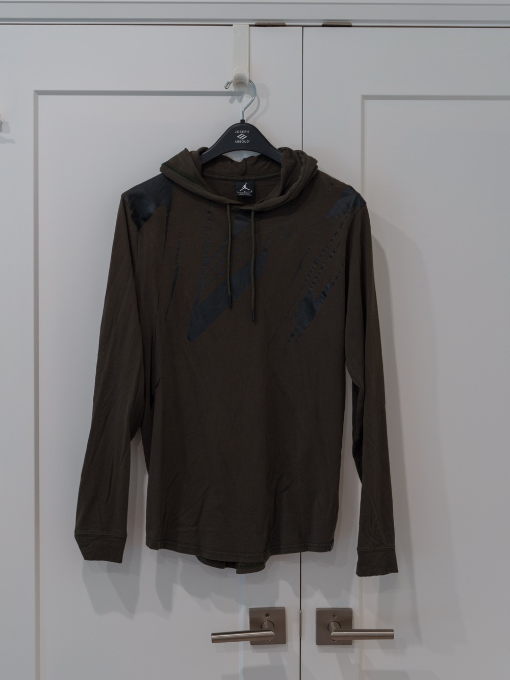 Jordan Olive Green Hooded Long Sleeve Tee with Black Accents